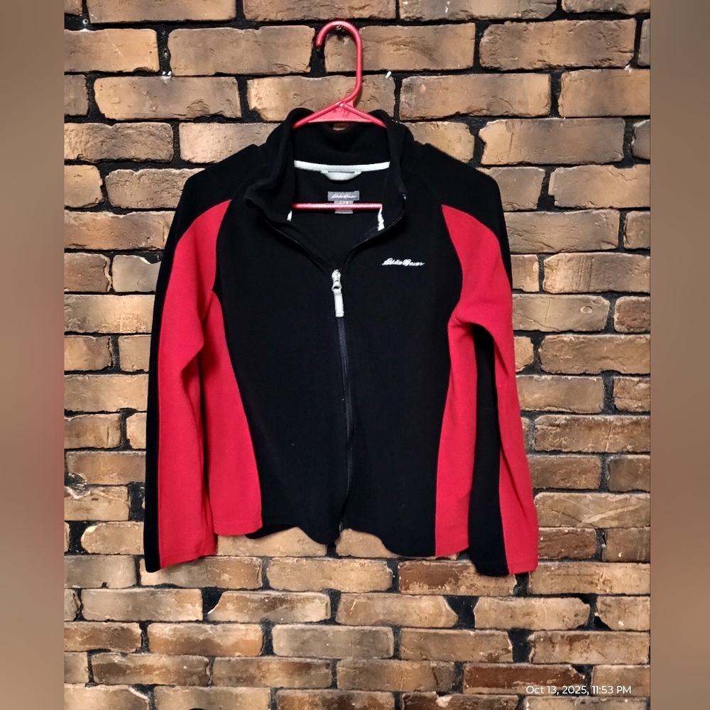 Eddie Bauer Kids 14/16 Red And Black Fleece Jacket